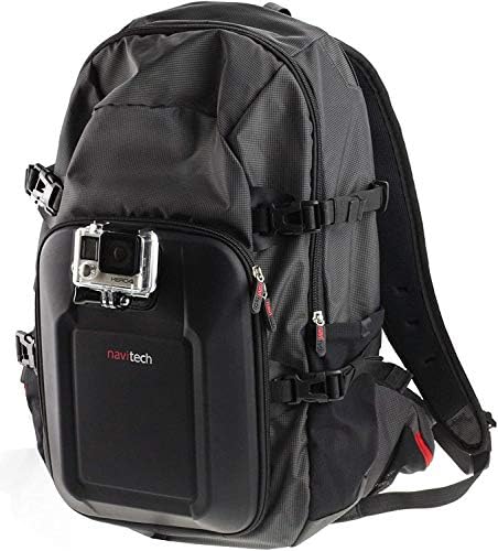 Ранец на ранец на фотоапаратот Navitech Action и сива складирање со интегрирана лента за градите - компатибилен со Akaso V50 Elite Action