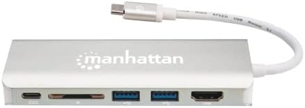 Manhattan Superspeed USB-C мултипорт адаптер USB на HDMI, две USB 3.0 A Ports, USB-C порта за испорака на електрична енергија,