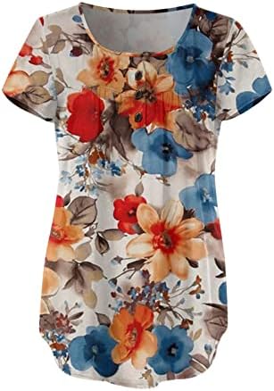 Женски кошули фустани случајни скриени стомак 2023 летни маици со краток ракав трендовски симпатични маички обични облечени блузи