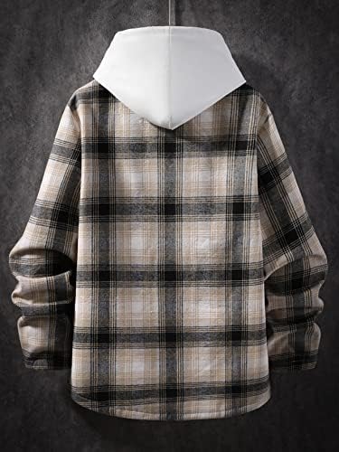 Oshho јакни за жени - мажи 1 парчиња случајно карирано печатење во џеб палто од јака од јака од јака