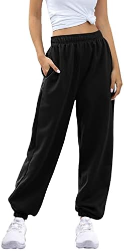 Ашер мода активен џогер со џогер со високи половини џогер, баги дневни јога панталони спортски со џебови