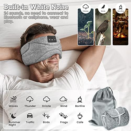 Bluetooth маска за спиење со слушалки 24 бел бучава ледено чувство на ледена мраз Екстра мека модална облога затемнување на очите за очи
