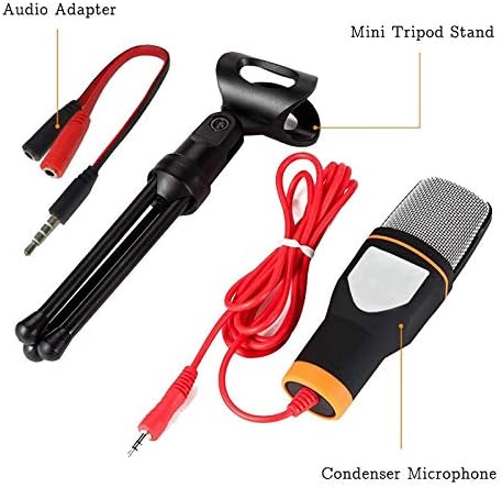 Kxdfdc Mic Штанд, Професионален Микрофон За Снимање На Кондензатор од 3,5 mm Компатибилен Со КОМПЈУТЕР, Телефон За Лаптоп