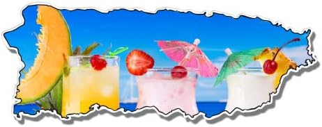 GT Graphics Poreerto Rico Tropical Beach Cocktails - Винил налепница водоотпорна декларација