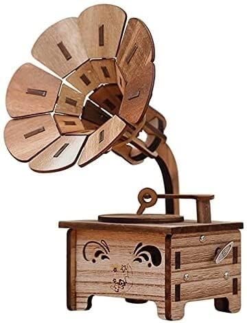 Ретро музичка кутија со луваду, дрвена персонализирана фонографска музичка кутија креативна играчка домашна декорација подарок за пријатели