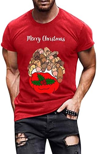 Вокачи Божиќни кратки ракави маици за мажи, грди Божиќни костуми за одмор Смешни графички тренингот тенок вклопувачки врвови на врвови