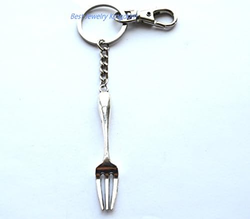 Клуч за клучеви за вилушка, клуч за клучеви за најдобра пријателка, клуч за клучеви од вилушка, клуч за вилушка, накит од вилушка, најдобар