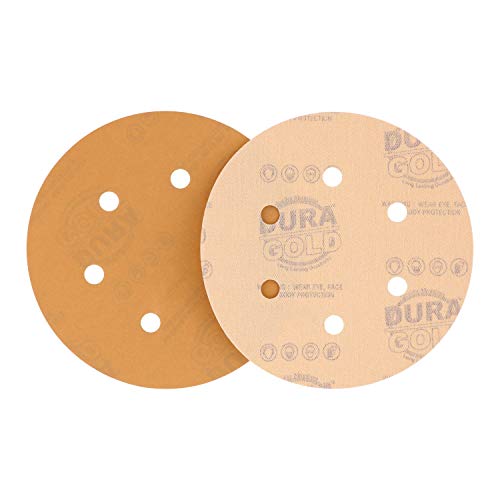Dura-Gold 1000 Grit 6 Дискови од шкурка, 6 шема на дупки и 6 кука и јамка DA плоча за поддршка