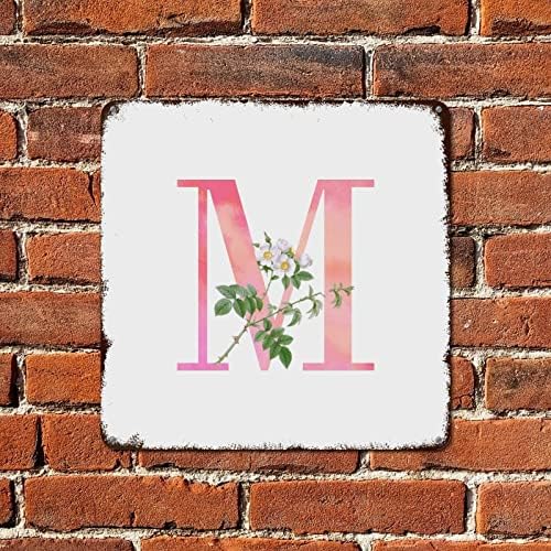 Цветен монограм буква y розова акварела калај знак почетна буква ретро двор знаци знаци плакета за домашна градина фарма куќа двор