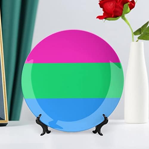 Полисексуално знаме на гордоста ЛГБТ керамичка декоративна плоча со приказ на штандот што виси прилагодена годишнина свадба празнични подароци за родители на дво