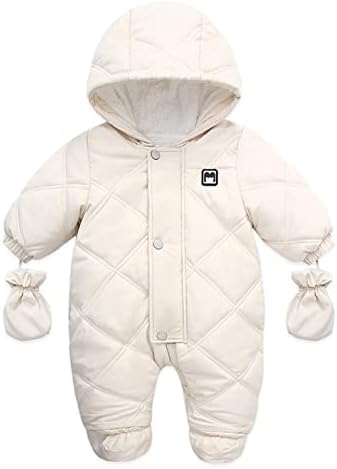Qvkarw бебе ромпер надворешна облека Сноуит девојки палто за новороденче скокање со качулка топла девојки палто и јакна со ракавици девојки
