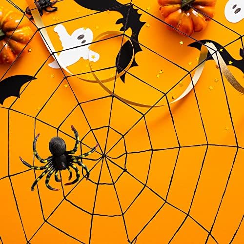 Ветровити градски новини 5 стапки црна пајак веб | Вклучува пајак | Пајак за Ноќта на вештерките, прогонуван декор на куќа, затворен украс за Ноќта