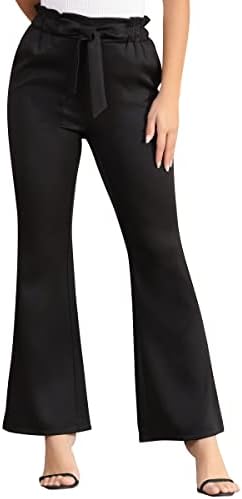 CXXQ женски панталони од пламен еластична руфла со висока половината на половината, ситни панталони на дното на дното, трендовски 2 џебови