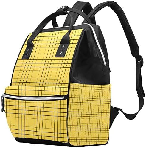 Жолта Карирана Шема Торба За Пелени Ранец Торби За Менување Пелени За Бебиња Мултифункционална Торба За Патување Со Голем Капацитет