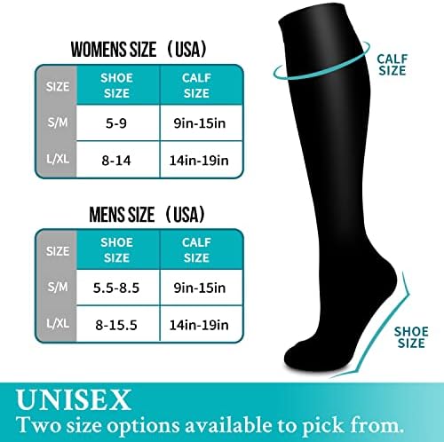 Blainjoy Компресија чорапи за циркулација на жени и мажи - Најдобра поддршка за медицински сестри, трчање, пешачење, атлетска,