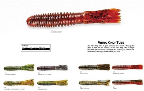 Yum Vibra King Tube Мека пластична бас риболов мами со фини ребра за уникатно чувство и вибрации, должина од 4,25 инчи, 8 по пакување