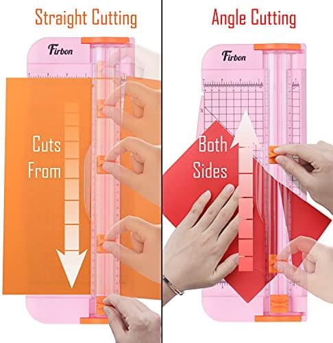 Firebon Pink A4 пакет за сечење хартија со 5 парчиња бели сечила за полнење, тример од 12 инчи хартија со страничен владетел за сноп -книги,
