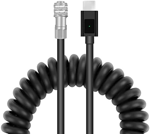 Кабел за напојување со USB на USB на Neewer, компатибилен со BlackMagic Pocket Camera Camera 4K 6K, Coiled USB Type C кабел за полнење со