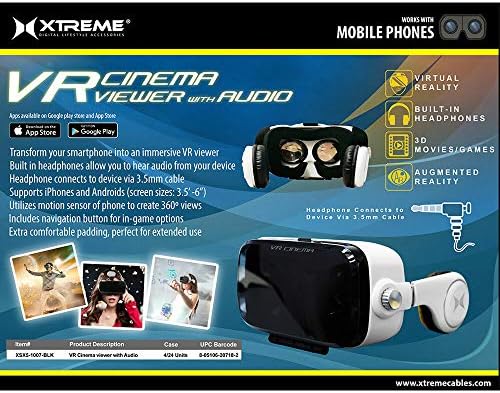 Xtreme Кабли VR VUE Аудио: Виртуелна Реалност Гледач w/Вградени Слушалки