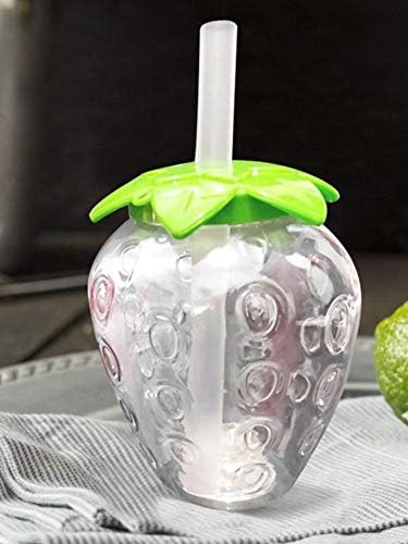 LXDZXY 500ml Иновативна чаша за блескави пијалоци, чаша во форма на јагода од ананас, шише со сок од сок од сок со PP слама лента A/B/како што е прикажано