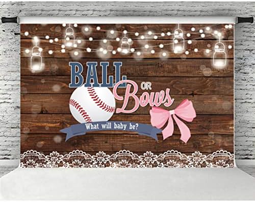Lofaris 5x3ft топки или лакови пол откријте позадина девојка или момче бебе туш фотографија позадина рустикален дрвен каубој бејзбол чипка забава