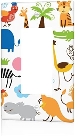 Vantaso Switch Cover wallидна плоча симпатична тропска животинска светска жирафа елфафа желка 1 банда единечен рокер декоратор излез