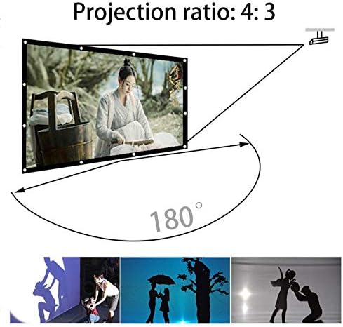 XXXDXDP 2020 Нов проектор Едноставен завеса против завесата Анти-лесен екран 60/72/84/10/120 инчи Домашна канцеларија на отворено Преносен 4: 3 Екран на проектор