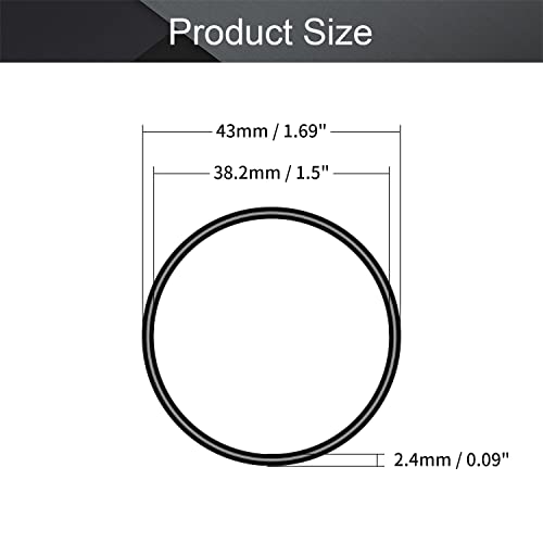 Othmro нитрилна гума O-rings43mm OD38.2mm ID 2,4мм ширина, метрички запечатување заптивка, пакет од 5