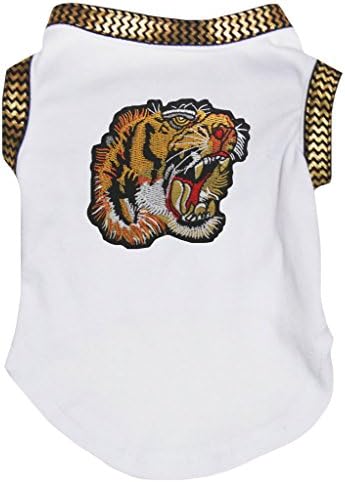 Petitebella кутре облека кучиња фустан тигар злато червон бела памучна маица