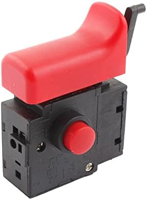 Копче за прекинувач за напојување GoOffy 250V 6A 5E4 заклучување на електрична алатка Електрична вежба за активирање на црна црвена FA2-6/1Bek