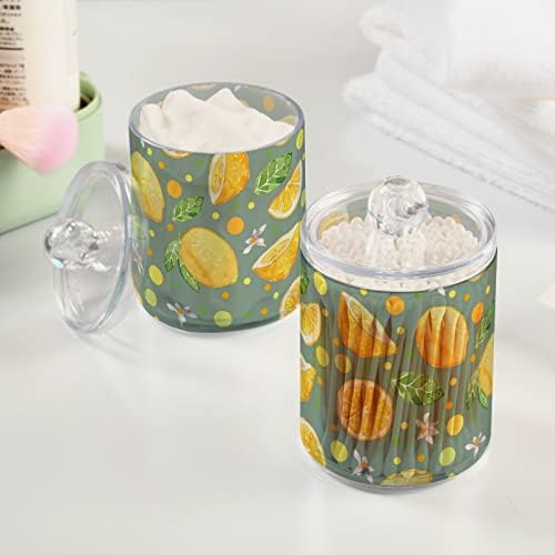 Летен лимон овошје цветни памучни држачи за бања контејнери со капаци со капаци поставени памучни топка подлога за тркалање тегла за