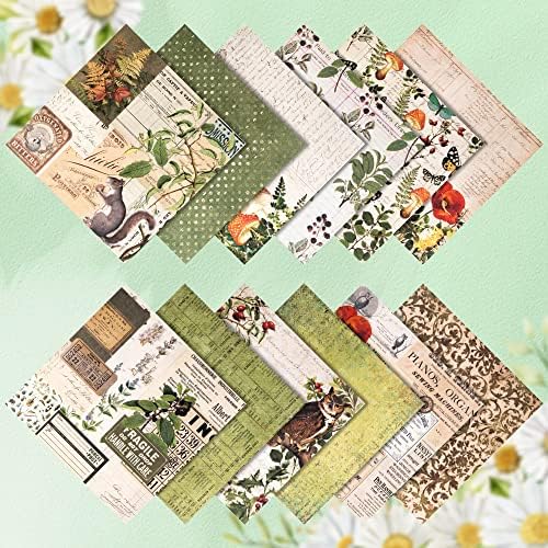 Vondyu Serenity Тема за отпадоци 24 листови Зелен пролетен модел пакет, квадрат оригами едната страна за детска забава свадба подарок занаетчиски комплет, картони за праве