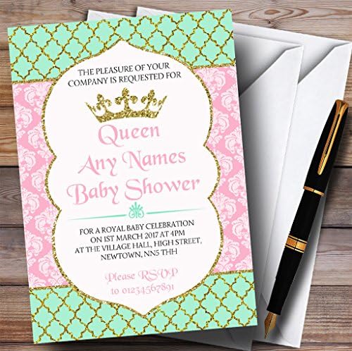 Розова Зелена &засилувач; Злато Принцеза Кралската Покани Бебе Туш Покани