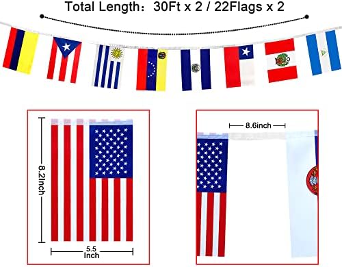 Автоп 2 Постави 21 Земји Знамиња Што зборуваат шпански Банер Низа Поставени Избрани Латиноамерикански Латино Знамиња За Наследство