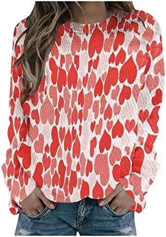 Џејхаеви Среќен Денот На Вљубените Кошули Круг Вратот Блузи Долги Ракави Дуксери Љубов Срце Графички Блуза Неколку Кошули Блузи