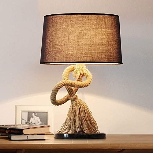 Но-лого вајклј ламба за маса во кревет светло неопходно наутичко искривено јаже сјај E27 спална соба дневна соба беж коноп ретро