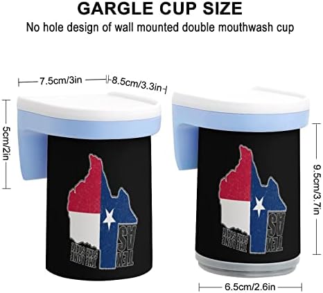 Nudquio Тексас знаме и мапа на државен држач за паста за заби Еден пар чаши за магнетно четкање wallидови монтирани додатоци за бања Организатор