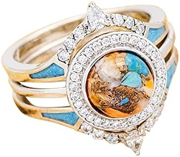 Прсти на прсти на прсти за жени едноставни симпатични тиркизни дијаманти халоси поставени прстени накит подароци прстени девојки трендовски