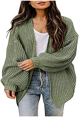 Prdecexlu отворени предни џемпери со долг ракав жена трендовски наметка зимски безбожни џемпери густо вклопување топло цврсто цврсто