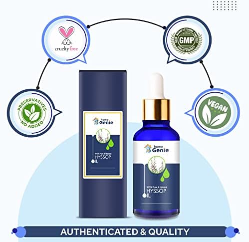 Дома Genени Хисоп масло | Чисто и природно есенцијално масло за нега на кожата и косата - 100мл, со капнување