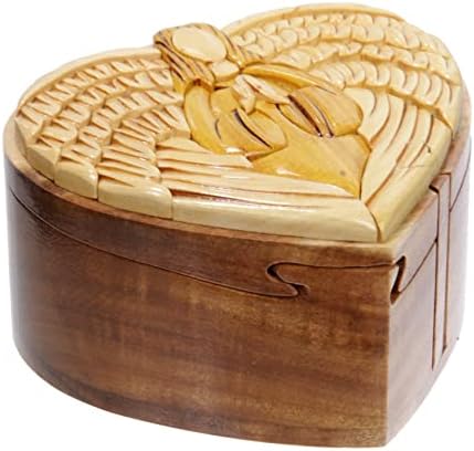 Рачно Изработена Дрвена Кутија За Загатки Во Форма На Срце/Уметност-Дева Марија