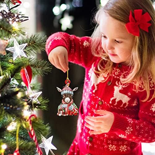 Дијамантски украси за приврзоци за приврзоци Декорации Верверички украси двојно забава акрилик Божиќна занаетчиска мачка Божиќна акценти