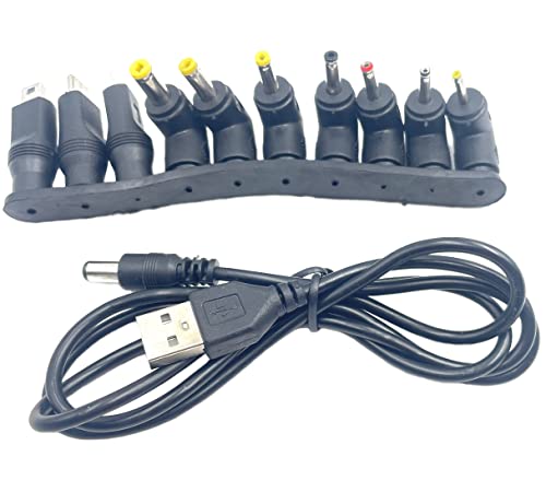 daier USB Dc Кабел За Полнење, 3PCS USB ДО DC 5V Кабел За Напојување кабел 5, 5x2, 1mm со 10 Совети Конектор