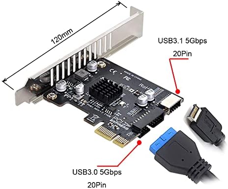 Nfhk 5gbps Тип-Е USB 3.1 Предниот Панел Приклучок &засилувач; USB 2.0 ДА PCI-E 1X Експрес Картичка VL805 Адаптер за Матичната Плоча