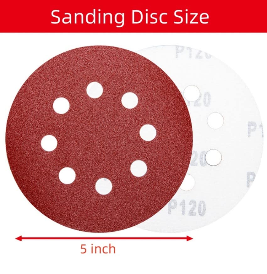 Дискови за пескање од 100 парчиња 5 инчи Дискови за песок и јамка за песок за песок за влошки за сандер орбитал сандер, 40/80/100/120/150/180/240/320/400/600