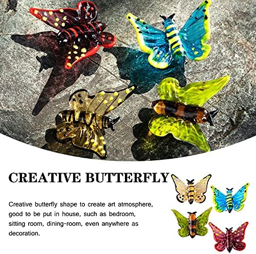 Канпура 4PCS мини -обоени пеперутки фигурини колекционерски стаклени стакло, рачно изработен украсен животински украс