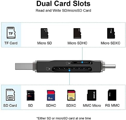 Читач На Картички KEXIN Sd 2-ВО-1 USB 3.0 Micro SD/SD Картичка Читач Приклучок и Игра 5gbps СО Голема Брзина USB C Мемориска Картичка