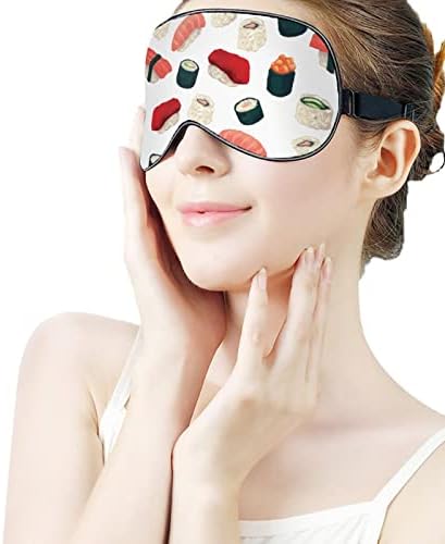 Јапонски суши маска за очи за очи Спиење со слепило со прилагодливи блокови од ленти, светло ноќна ролет за патување за спиење јога дремки