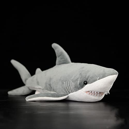 Симулација одлична играчка со бела ајкула, супер каваи реалистична плишана полнета морска куклена перница за кукли Супер меки деца роденденски