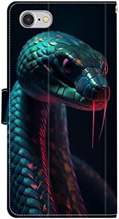 ШЕНКАНГ СИН Џеб Случај Погоден за iPhone 7/8/SE2 Змија Cobra Уметност-07 Пари&засилувач; Лична КАРТА Картичка Слотови Паричник Kickstand Мултифункционален Мобилен Телефон Случа?